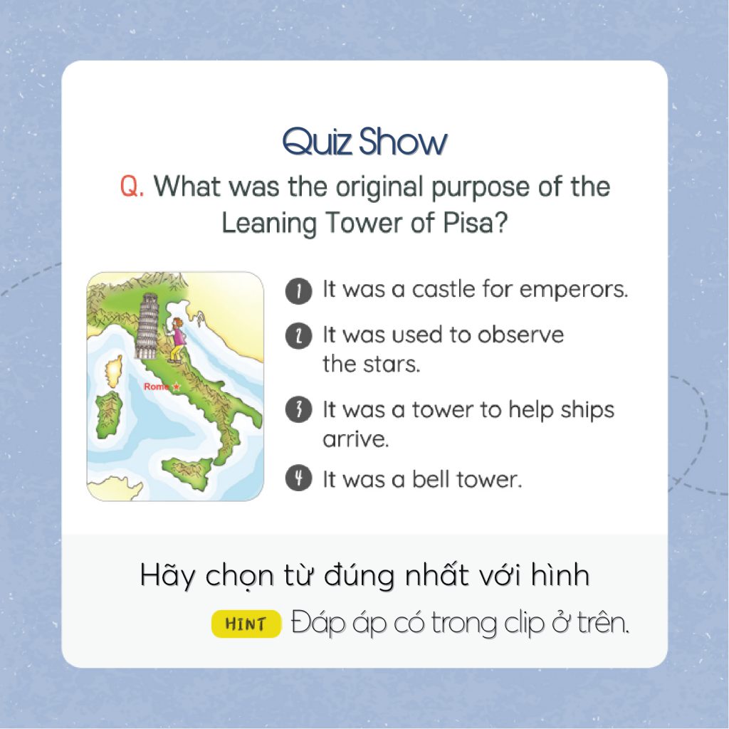 Đố vui tiếng Anh thông dụng trong ebook Leaning Tower of Pisa