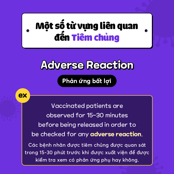 Từ vựng tiếng Anh về tiêm chủng vắc xin: ADVERSE REACTION